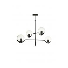 Avizemoda Ranya 4 Lü Şeffaf Camlı Salon Oturma Odası Modern Kollu Avize - (SİYAH)