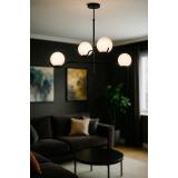 Avizemoda Ranya 4 lü Beyaz Camlı Salon Oturma Odası Modern Kollu Avize - (Siyah)