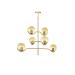 Avizemoda Ranya 6 lı Bal Camlı Salon Oturma Odası Modern Kollu Avize - (Gold Kaplama)