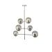 Avizemoda Ranya 6 Lı Füme Camlı Salon Oturma Odası Modern Kollu Avize - (KROM KAPLAMA)