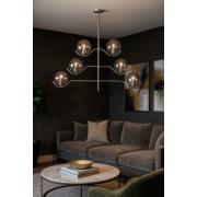 Avizemoda Ranya 6 Lı Füme Camlı Salon Oturma Odası Modern Kollu Avize - (KROM KAPLAMA)
