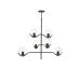Avizemoda Ranya 6 Lı Şeffaf Camlı Salon Oturma Odası Modern Kollu Avize - (SİYAH)