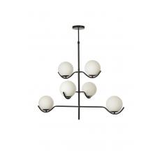 Avizemoda Ranya 6 lı Beyaz Camlı Salon Oturma Odası Modern Kollu Avize - (Siyah)