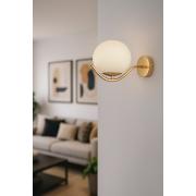 Avizemoda Ranya Aplik Beyaz Camlı Salon Oturma Odası Modern Duvar Apliği (Gold Kaplama)