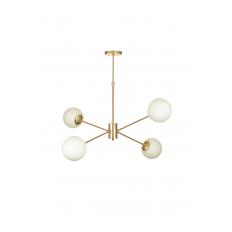Avizemoda Pinza 4 lü Beyaz Camlı Salon Oturma Odası Modern Kollu Avize - (Gold Kaplama)