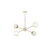 Avizemoda Pinza 4 lü Beyaz Camlı Salon Oturma Odası Modern Kollu Avize - (Gold Kaplama)