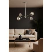 Avizemoda Pinza 4 lü Füme Camlı Salon Oturma Odası Modern Kollu Avize - (Krom Kaplama)