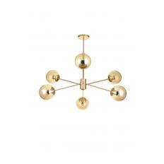 Avizemoda Pinza 6 lı Bal Camlı Salon Oturma Odası Modern Kollu Avize - (Gold Kaplama)