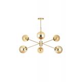 Avizemoda Pinza 6 lı Bal Camlı Salon Oturma Odası Modern Kollu Avize - (Gold Kaplama)