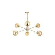 Avizemoda Pinza 6 lı Bal Camlı Salon Oturma Odası Modern Kollu Avize - (Gold Kaplama)