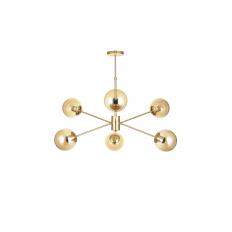 Avizemoda Pinza 6 lı Bal Camlı Salon Oturma Odası Modern Kollu Avize - (Gold Kaplama)