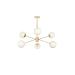 Avizemoda Pinza 6 lı Beyaz Camlı Salon Oturma Odası Modern Kollu Avize - (Gold Kaplama)