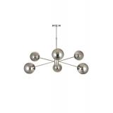 Avizemoda Pinza 6 lı Füme Camlı Salon Oturma Odası Modern Kollu Avize - (Krom Kaplama)