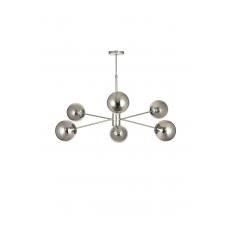 Avizemoda Pinza 6 lı Füme Camlı Salon Oturma Odası Modern Kollu Avize - (Krom Kaplama)