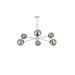 Avizemoda Pinza 6 lı Füme Camlı Salon Oturma Odası Modern Kollu Avize - (Krom Kaplama)