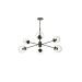 Avizemoda Pinza 6 lı Şeffaf Camlı Salon Oturma Odası Modern Kollu Avize - (Siyah)