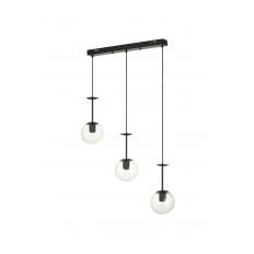 Avizemoda Pinza 3 lü Yemek Masası Üstü Şeffaf Camlı Modern Sarkıt Avize - (Siyah)