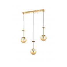 Avizemoda Pinza 3 lü Yemek Masası Üstü Bal Camlı Modern Sarkıt Avize - (Gold Kaplama)