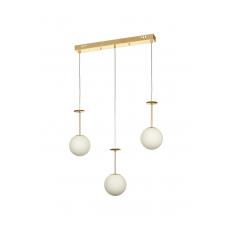 Avizemoda Pinza 3 lü Yemek Masası Üstü Beyaz Camlı Modern Sarkıt Avize - (Gold Kaplama)
