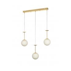 Avizemoda Pinza 3 lü Yemek Masası Üstü Beyaz Camlı Modern Sarkıt Avize - (Gold Kaplama)
