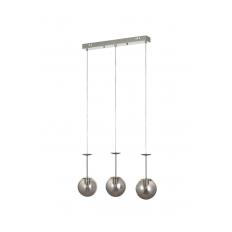 Avizemoda Pinza 3 lü Yemek Masası Üstü Füme Camlı Modern Sarkıt Avize - (Krom Kaplama)