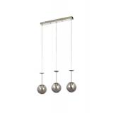 Avizemoda Pinza 3 lü Yemek Masası Üstü Füme Camlı Modern Sarkıt Avize - (Krom Kaplama)