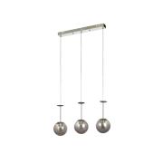 Avizemoda Pinza 3 lü Yemek Masası Üstü Füme Camlı Modern Sarkıt Avize - (Krom Kaplama)