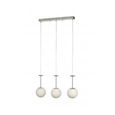 Avizemoda Pinza 3 lü Yemek Masası Üstü Beyaz Camlı Modern Sarkıt Avize - (Krom Kaplama)