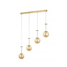 Avizemoda Pinza 4 lü Yemek Masası Üstü Bal Camlı Modern Sarkıt Avize - (Gold Kaplama)