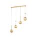 Avizemoda Pinza 4 lü Yemek Masası Üstü Bal Camlı Modern Sarkıt Avize - (Gold Kaplama)