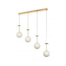 Avizemoda Pinza 4 lü Yemek Masası Üstü Beyaz Camlı Modern Sarkıt Avize - (Gold Kaplama)