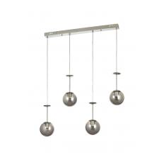 Avizemoda Pinza 4 lü Yemek Masası Üstü Füme Camlı Modern Sarkıt Avize - (Krom Kaplama)