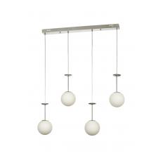 Avizemoda Pinza 4 lü Yemek Masası Üstü Beyaz Camlı Modern Sarkıt Avize - (Krom Kaplama)