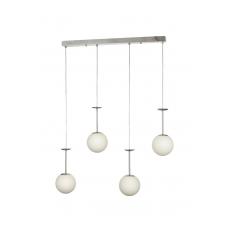 Avizemoda Pinza 4 lü Yemek Masası Üstü Beyaz Camlı Modern Sarkıt Avize - (Krom Kaplama)