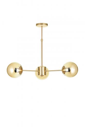 Avizemoda Miya 3 lü Bal Camlı Salon Oturma Odası Modern Sarkıt Avize - (Gold Kaplama)