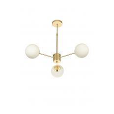 Avizemoda Miya 3 lü Beyaz Camlı Salon Oturma Odası Modern Sarkıt Avize - (Gold Kaplama)
