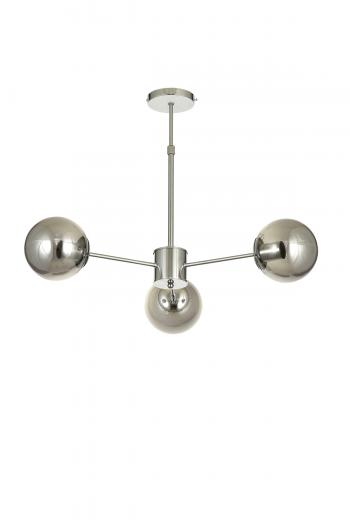 Avizemoda Miya 3 lü Füme Camlı Salon Oturma Odası Modern Sarkıt Avize - (Krom Kaplama)