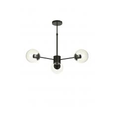 Avizemoda Miya 3 lü Şeffaf Camlı Salon Oturma Odası Modern Sarkıt Avize - (Siyah)