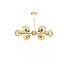 Avizemoda Miya 6 lı Bal Camlı Salon Oturma Odası Modern Sarkıt Avize - (Gold Kaplama)