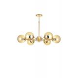 Avizemoda Miya 6 lı Bal Camlı Salon Oturma Odası Modern Sarkıt Avize - (Gold Kaplama)