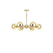 Avizemoda Miya 6 lı Bal Camlı Salon Oturma Odası Modern Sarkıt Avize - (Gold Kaplama)