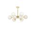 Avizemoda Miya 6 lı Beyaz Camlı Salon Oturma Odası Modern Sarkıt Avize - (Gold Kaplama)