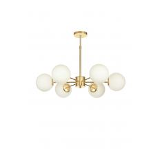 Avizemoda Miya 6 lı Beyaz Camlı Salon Oturma Odası Modern Sarkıt Avize - (Gold Kaplama)