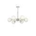 Avizemoda Miya 6 lı Beyaz Camlı Salon Oturma Odası Modern Sarkıt Avize - (Krom Kaplama)