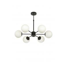 Avizemoda Miya 6 lı Beyaz Camlı Salon Oturma Odası Modern Sarkıt Avize - (Siyah)