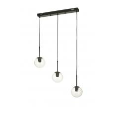 Avizemoda Miya 3 lü Yemek Masası Üstü Şeffaf Camlı Modern Sarkıt Avize - (Siyah)