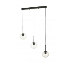 Avizemoda Miya 3 lü Yemek Masası Üstü Şeffaf Camlı Modern Sarkıt Avize - (Siyah)