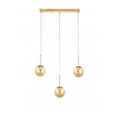 Avizemoda Miya 3 lü Yemek Masası Üstü Bal Camlı Modern Sarkıt Avize - (Gold Kaplama)
