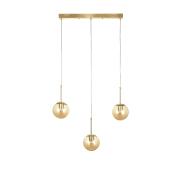 Avizemoda Miya 3 lü Yemek Masası Üstü Bal Camlı Modern Sarkıt Avize - (Gold Kaplama)