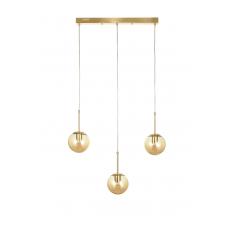 Avizemoda Miya 3 lü Yemek Masası Üstü Bal Camlı Modern Sarkıt Avize - (Gold Kaplama)